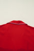 Fiery Red Contrast Trim Ribbon Bow Short Silky 2pcs Pajama Set