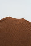 Chestnut Beaded Drop Shoulder Round Neck Sweater