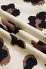 Khaki Plus Size Leopard Print Frilled Color Block Trim Button Down Short Sleeve Blouse