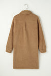 Khaki Contrast Flap Pocket Single Breasted Teddy Coat