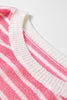 Multicolour Striped Exposed Seam Colorblock Patchwork Plus Size Sweater