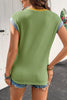 Grass Green Color Block Corded Knit Crew Neck Tee