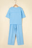 Sky Blue Drop Shoulder Boxy Tee and Barrel Pants Set