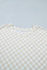 Khaki Plus Size Checkered Print Half Sleeve Tee Loose Pants Two-piece Lounge Set