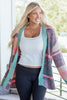 Multicolour Color Block Striped Side Slit Open Front Cardigan