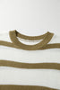 Khaki Stripe Tie Open Side Sweater Knitted Top