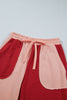 Beau Blue Raw Seam Colorblock Wide Leg Ankle Length Casual Pants
