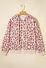 Rose Leopard Print Zip-up Hooded Sweatshirt