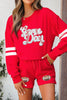 Fiery Red Glitter Game Day Slogan Football Patch Varsity Graphic Two Piece Set
