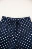 Brown Polka Dot Drawstring Wide Leg Long Sleeve Top Pant Set