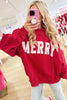 Blackish Green MERRY Embroidered Letter High Neck Tunic Pullover Sweatshirt
