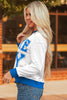 White GAME DAY Letter Graphic Varsity Striped Detail Baggy Sweatshirt