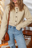 Beige Button Front Cropped Cardigan Sweater