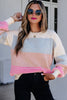Light Blue Drop Shoulder Round Neck Long Sleeve Pullover Sweater