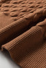 Straw Yellow Fish Scale Textured Knit Ribbed High Neck Short Sleeve Sweater