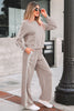 Gray Morn Varsity Striped Detail Crewneck Pullover Elastic Sweatpants 2pcs Outfit