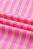 Pink Stripe Split Neck Ruffled Summer Blouse