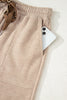 Gray Morn Corduroy Leopard Drawstring High Waist Trousers