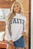 Gray High Neck Polka Dot Slogan Printed Baggy Sweatshirt