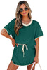 Evergreen Colorblock Edge Drop Shoulder T Shirt and Skirt 2Pcs Set