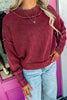 Red Dahlia Drop Shoulder High Neck Ribbed Sweater
