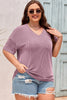 Valerian Textured V-Neck Dropped Shoulder Plus T-Shirt