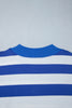 Orange Stripe Ribbed Trim Stand Neck Dropped Shoulder Plus Size Sweatshirt