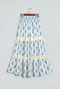 Sky Blue Floral Print Lace Patchwork Detail Wide Leg Pants