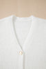 White Fuzzy Buttoned Front Midi Solid Cardigan