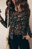 Black Floral Print Mesh Tank Button Front Slim Cardigan 2pcs Set
