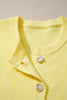 Yellow Cream Ribbed Knit Contrast Frilled Short Sleeve Sweater Cardigan