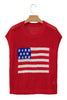 Sky Blue Flag Graphic Short Sleeve Sweater Top
