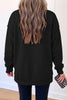 Black Oversize Drop Shoulder Reversible Mock Neck Sweatshirt