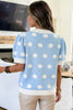 Rose Red Polka Dot Puff Short Sleeve Sweater Top