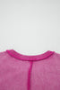 Rose Red Mineral Wash Exposed Seam Side Slit Sweatshirt
