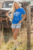 Blue Sunflower Boots Graphic Western Fashion T Shirt