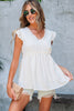 Light Pink Textured Ruffled Trim V Neck Flutter Flowy Top