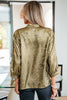 Gold Metallic Split Neck Half Sleeve Blouse