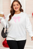 Beige Big Bow Accent Plus Size Drop Shoulder Sweatshirt