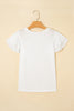 White Layered Ruffle Short Sleeve Round Neck Top