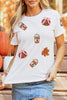 White Sequined Pumpkin Fall Graphic Casual Shift T Shirt