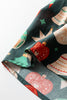 Green Christmas Fashion Print Contrast Trim Frilled Neck Short Sleeve Blouse