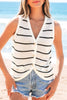 Black Stripe Buttoned V Neck Slim Fit Sweater Vest