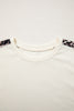 Beige Leopard Block Patchwork Uneven Hem Short Sleeve Top