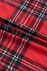 Red Plaid Round Neck Long Sleeve Pullover Top