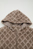 Chestnut Sherpa Rhombus Zip Up Side Pocket Hooded Jacket