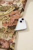 Khaki Floral Waffle Knit Patchwork Chest Pockets Buttoned Jacket