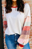 Jet Stream Contrast Leopard Color Block Sleeve Loose Pullover