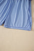 Sky Blue Preppy Striped Trim V Neck Polo Tee Drawstring Skirt Set
