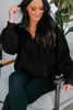 Black Half Zip Kangaroo Pocket Mineral Wash Baggy Hoodie